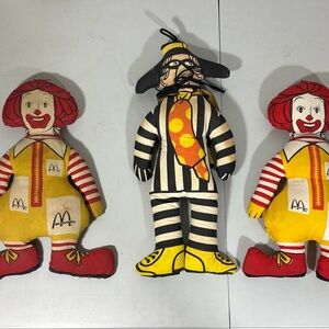Vintage 1970s MCDONALD'S Plush Doll 2 Ronald McDonald 13”& Hamburglar 16”